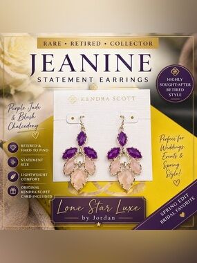 Kendra Scott Jeanine Earrings Purple Pink Statement RETIRED Rare Bridal Spring